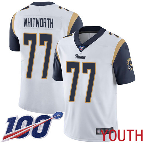 Los Angeles Rams Limited White Youth Andrew Whitworth Road Jersey NFL Football 77 100th Season Vapor Untouchable